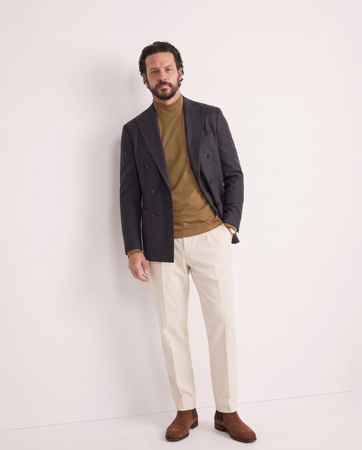 Pima Hi-Neck in Fig, on model