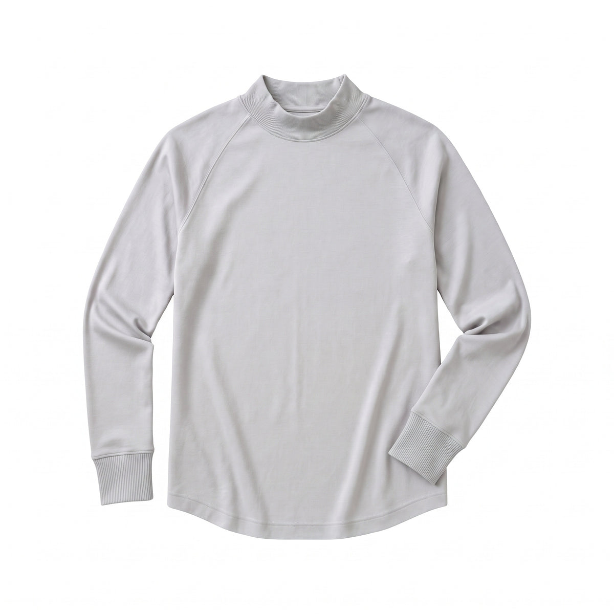 Pima Hi-Neck in Pebble, flat lay