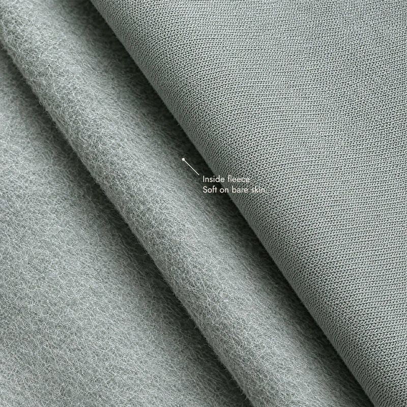 Brushed Pima cotton inside. No itch, no prickle, even with nothing underneath.