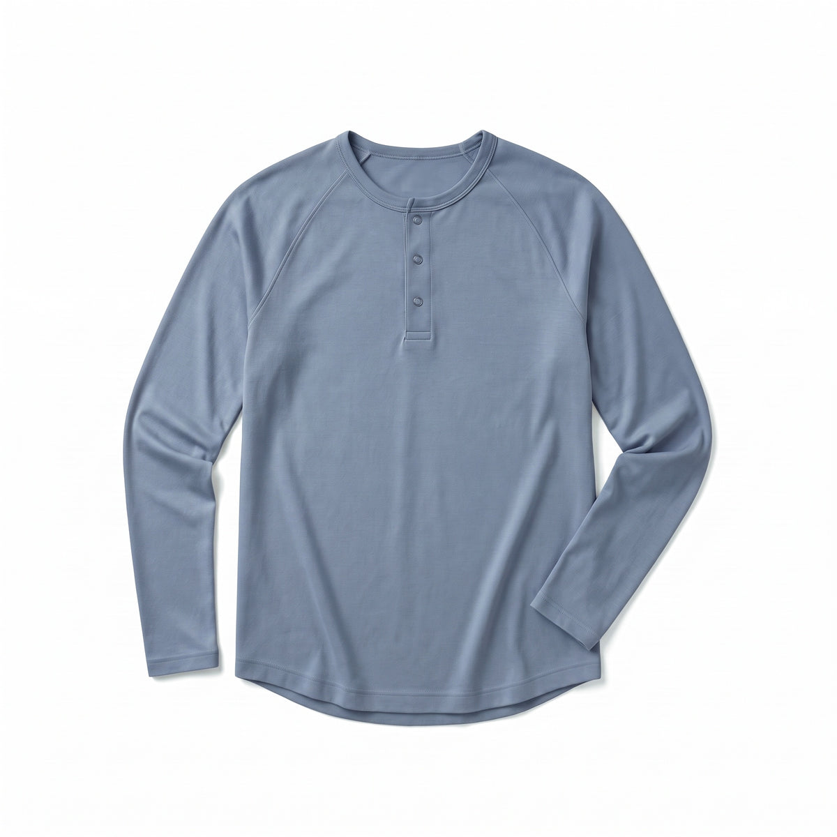 Pima Henley flat lay in Blue Jay