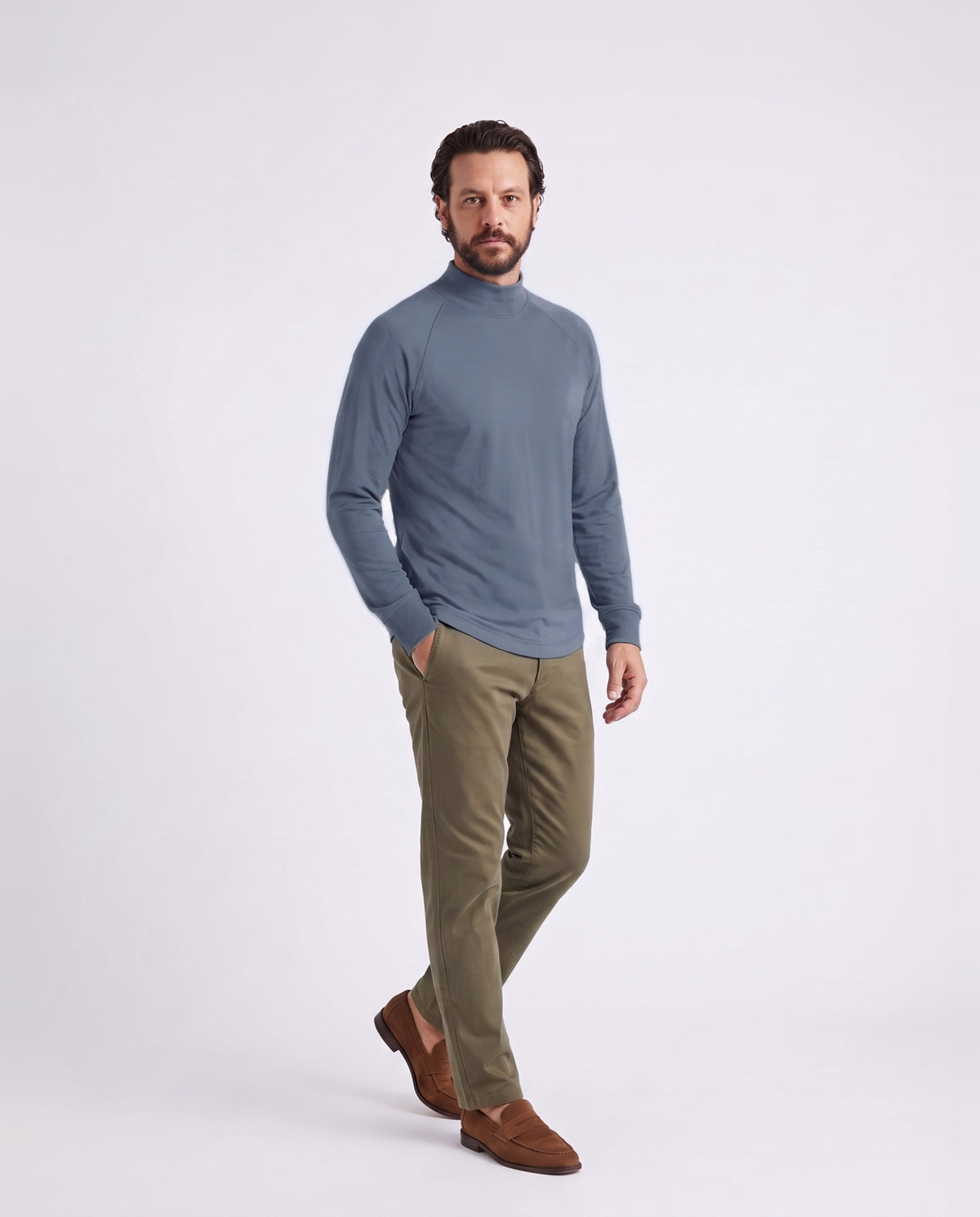 Pima Hi-Neck in Blue Jay, front