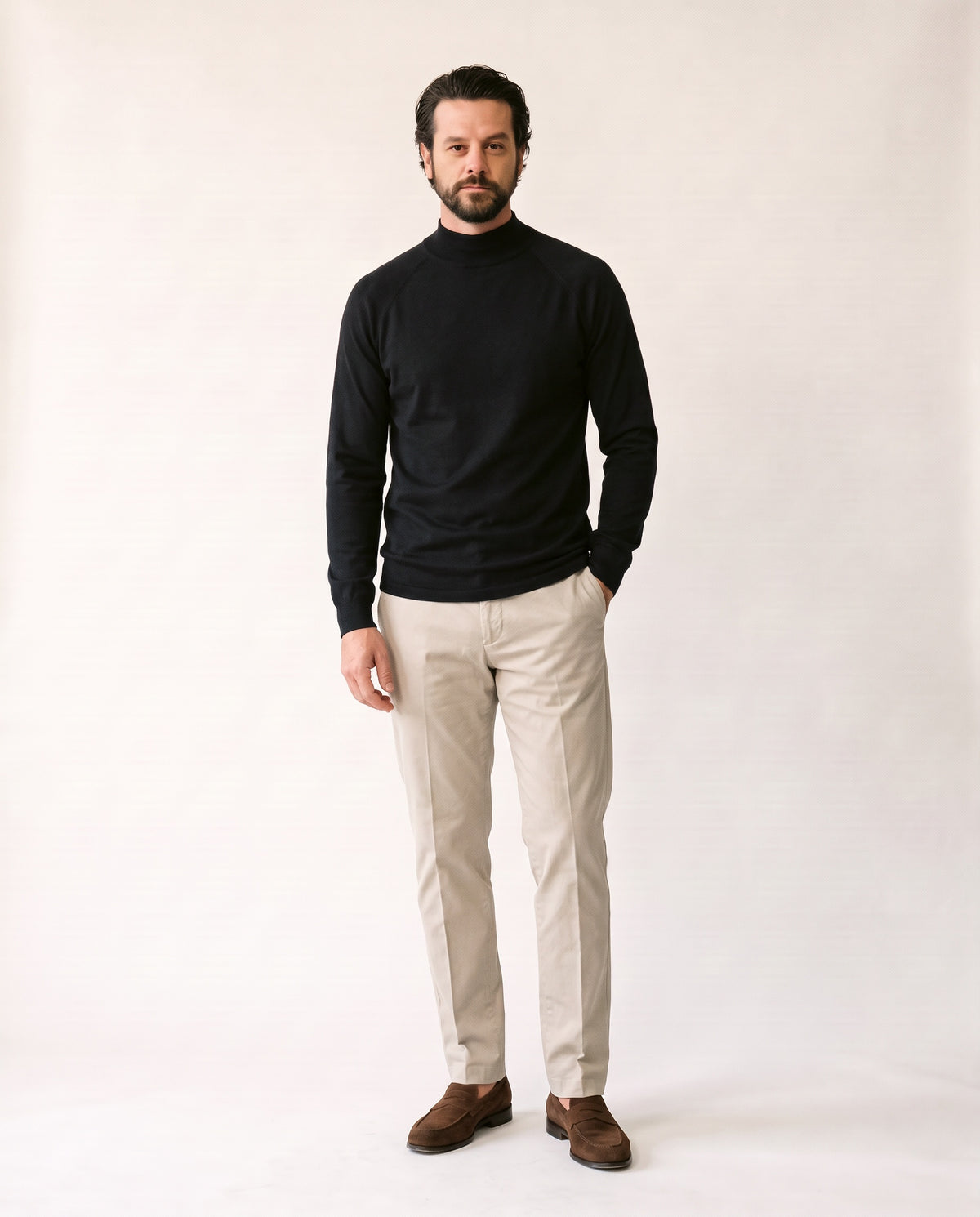 Pima Hi-Neck in Espresso, front