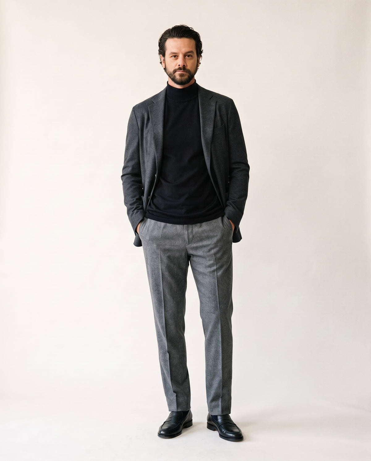 Pima Hi-Neck in Espresso, on model
